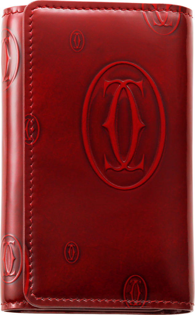 Happy Birthday Small Leather Goods, 6-key key holderBurgundy calfskin, palladium finish