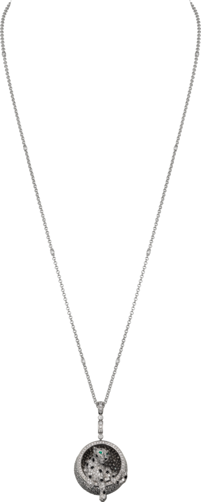 Panthère de Cartier项链白金，祖母绿，缟玛瑙，钻石