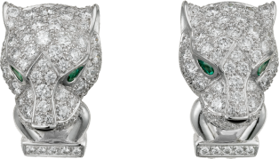 Panthère de Cartier耳环 白金，钻石，祖母绿，缟玛瑙