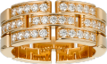 Maillon Panthère ring, 3 half diamond-paved rows Rose gold, diamonds