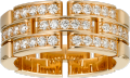 Maillon Panthère三排戒指，半铺镶钻石 玫瑰金，钻石