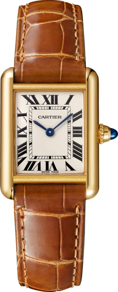 Tank Louis Cartier腕表小号表款，石英机芯，18K黄金，皮表带
