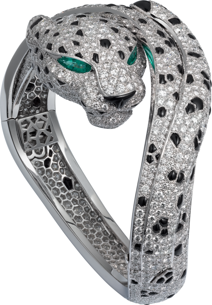 Panthère de Cartier手镯铂金，祖母绿，缟玛瑙，钻石