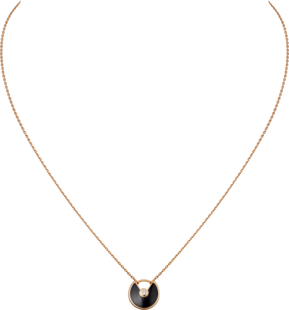 Amulette de Cartier项链，超小号款玫瑰金，缟玛瑙，钻石