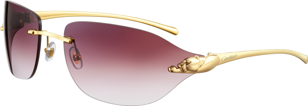 Panthère de Cartier太阳眼镜镀金饰面，金属材质，酒红色镜片