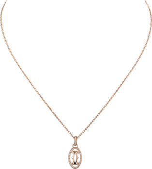 Logo necklace Rose gold, diamonds