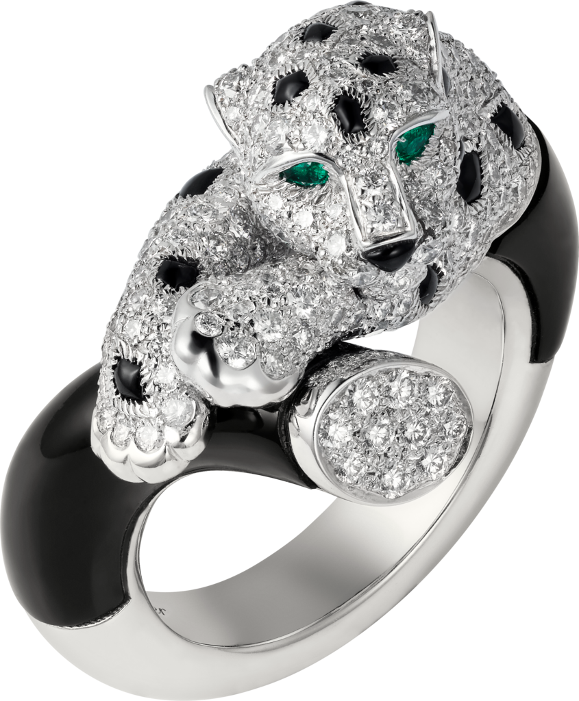 cartier white gold panther ring