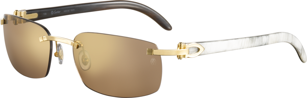 C Décor sunglassesWhite buffalo horn, smooth golden finish, brown lenses
