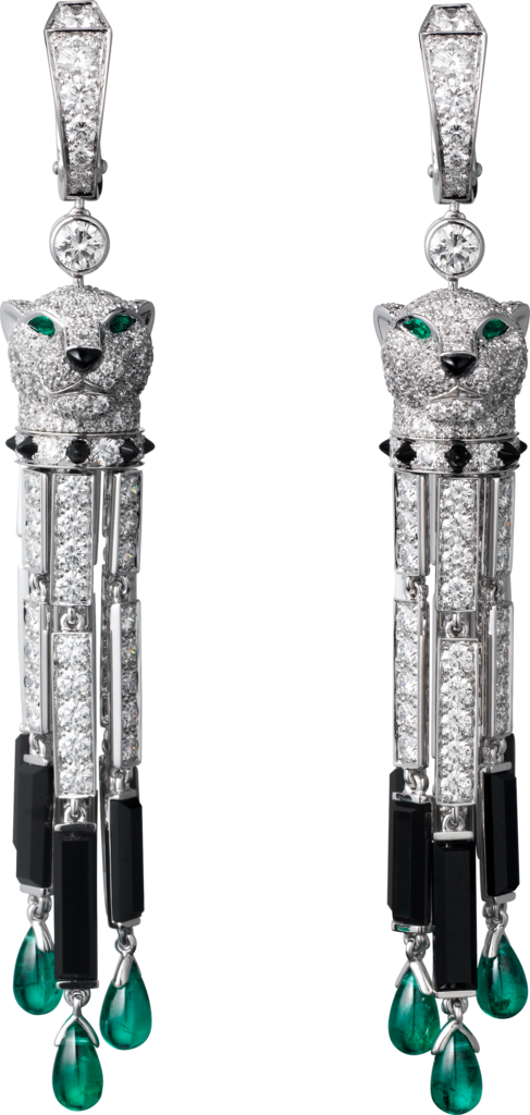 Panthère de Cartier earringsWhite gold, emeralds, onyx, diamonds