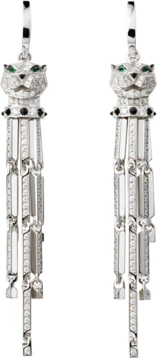 Panthère de Cartier earrings White gold, diamonds, emeralds, onyx