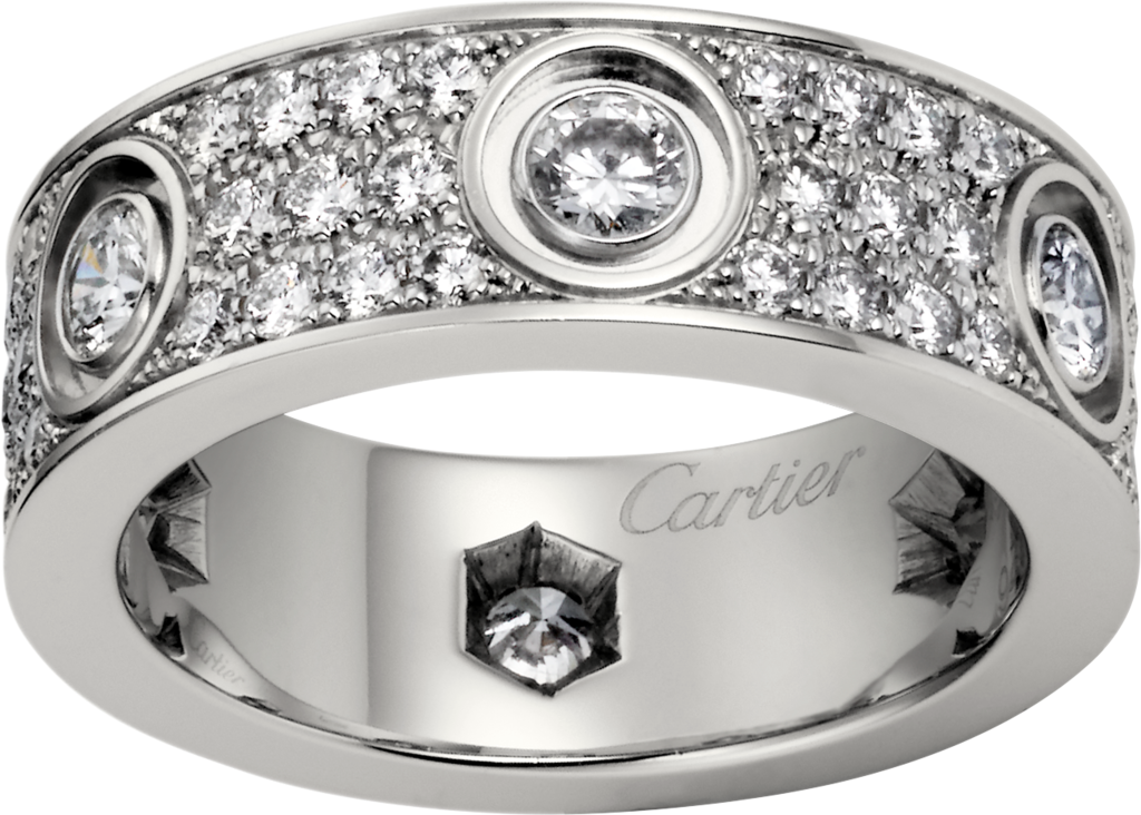 CRN4210400 - LOVE ring, diamond-paved 