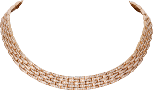 Maillon Panthère fine necklace, 5 diamond-paved rows Rose gold, diamonds