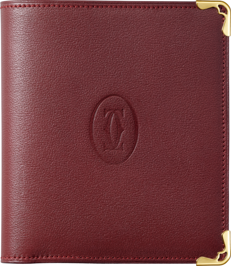 Multiple Wallet, Must de CartierBurgundy calfskin, golden finish