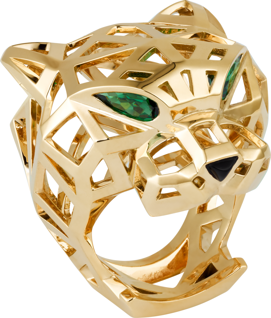 Panthère de Cartier ringYellow gold, tsavorite garnets, onyx