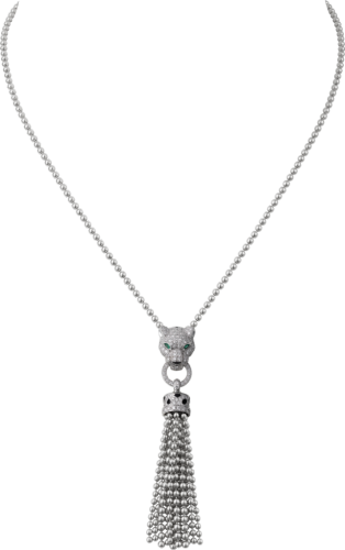 Panthère de Cartier necklace White gold, black lacquer, emerald, diamonds