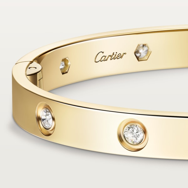 Love bracelet, classic model, 10 diamonds, one screw closure Yellow gold, diamonds