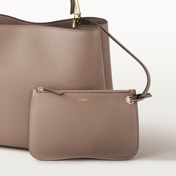 Medium model handle bag, Panthère de Cartier Clay-coloured grained calfskin