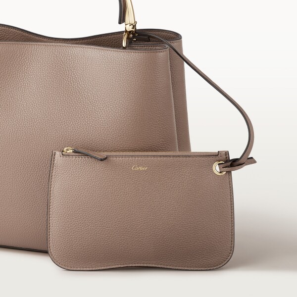 Medium model handle bag, Panthère Double de Cartier Clay-coloured grained calfskin