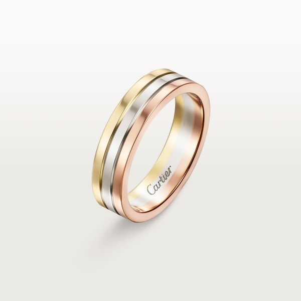 Vendome Louis Cartier wedding ring, width 4.8 mm White gold, yellow gold, rose gold