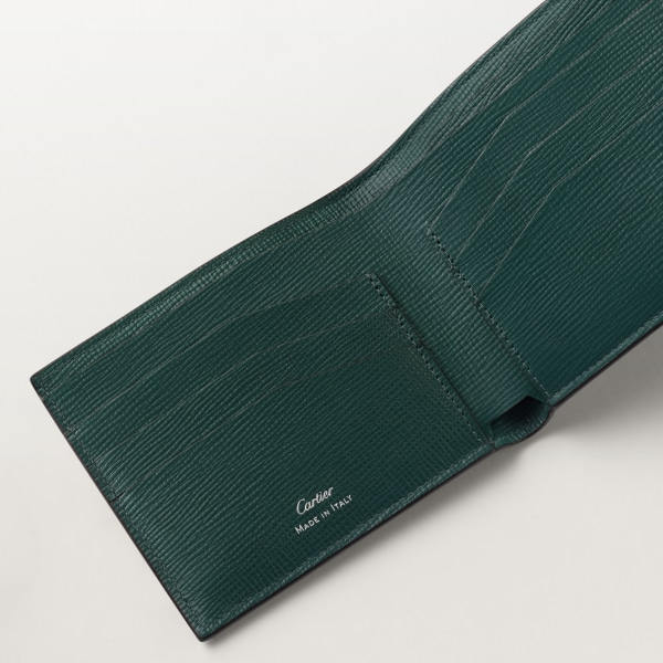 Cartier Losange Small Leather Goods, Card holder Pine green grained calfskin, palladium finish and pine green enamel