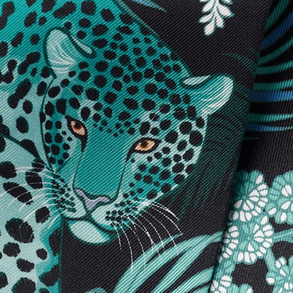 Scarf  Black and petrol blue silk twill