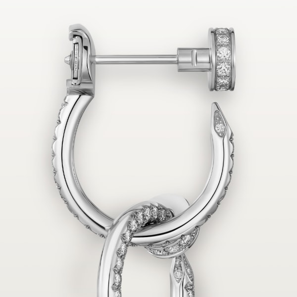Juste un Clou earrings, double, semi-paved White gold, diamonds
