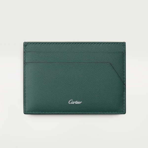 CRL3002412 Double card holder Panthere de Cartier Pine green embossed calfskin palladium finish Cartier