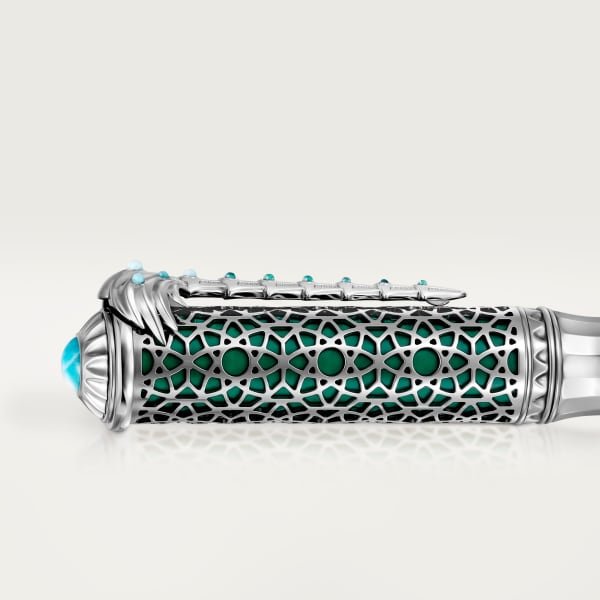 Limited edition ballpoint pen with Palm Tree motif Limited edition, sterling silver, lacquer, mother-of-pearl, turquoise, palladium finish