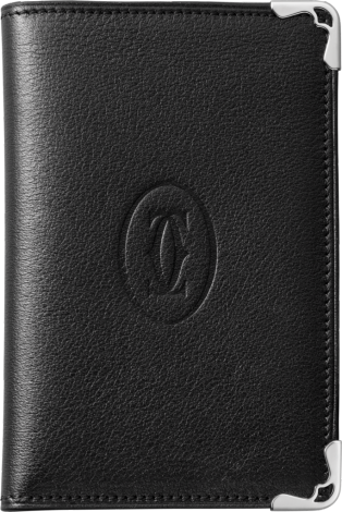 4-Credit Card Holder, Must de Cartier Black calfskin, stainless steel finish