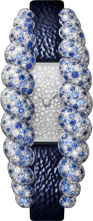 Tressage watch Quartz movement, white gold, diamonds, sapphires, 2 interchangeable leather straps