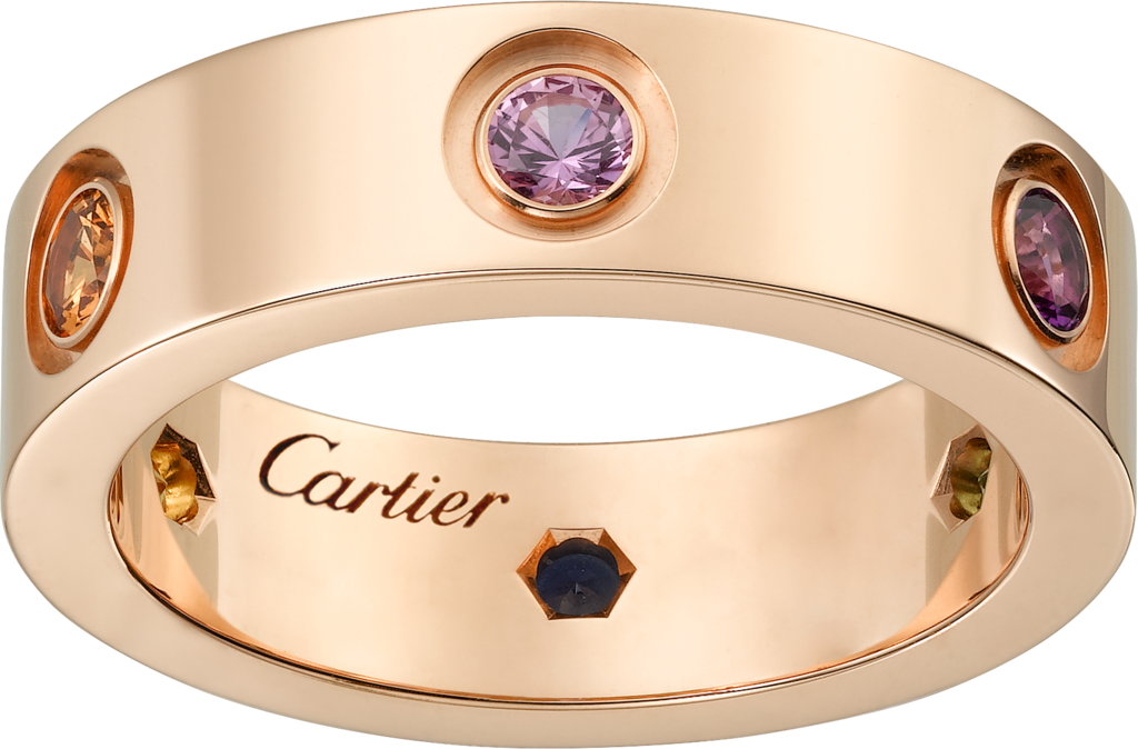 Rose gold, sapphires, garnets, amethyst 