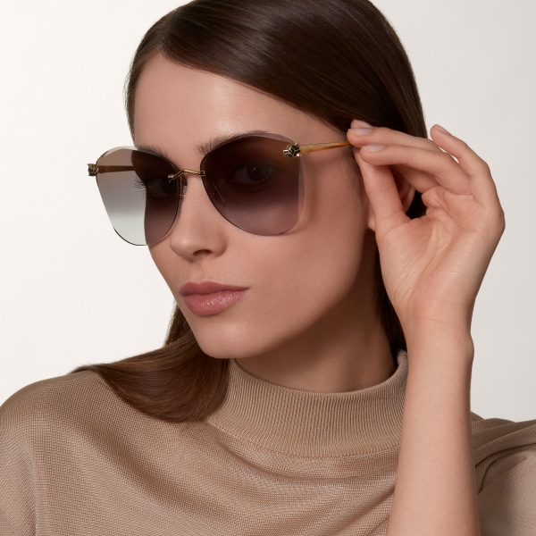 Panthère de Cartier Sunglasses Smooth golden-finish metal, grey lenses