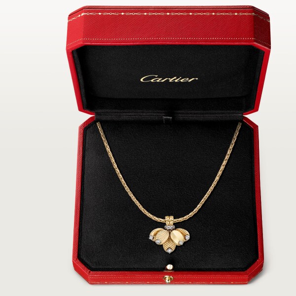 Grain de Café necklace, diamonds Yellow gold, white gold, diamonds