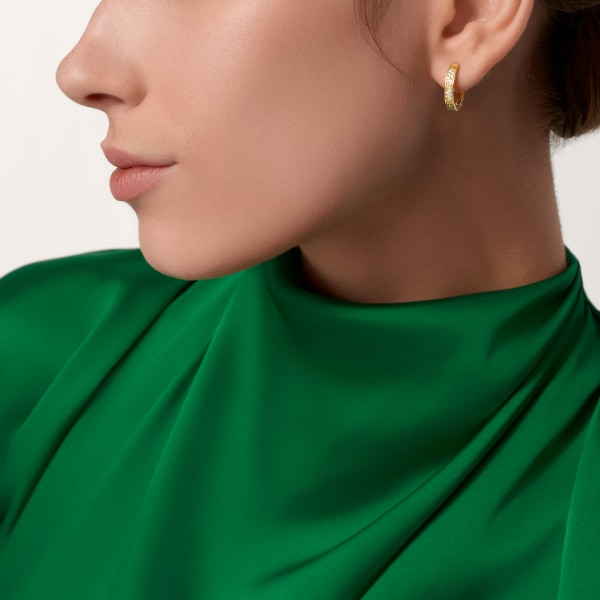 Love earrings, transformable, semi-paved Yellow gold, diamonds
