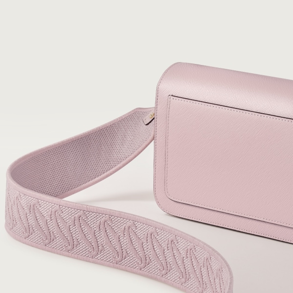 East-west bag, C de Cartier Petal pink textured calfskin, embroidery, golden finish
