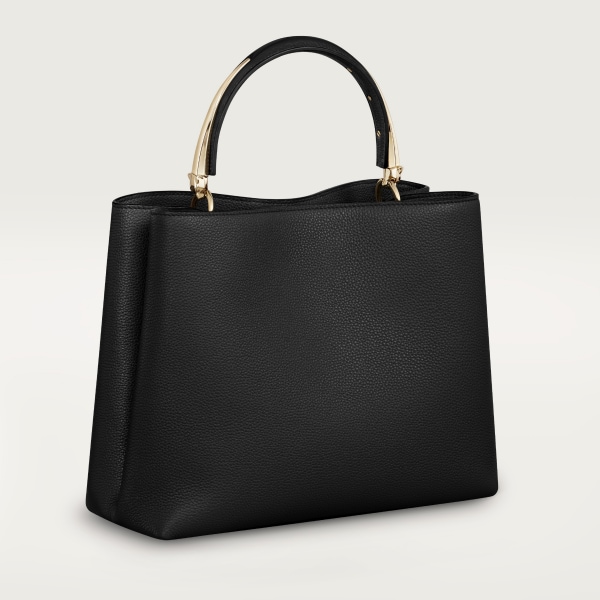 Medium model handle bag, Panthère de Cartier Black grained calfskin