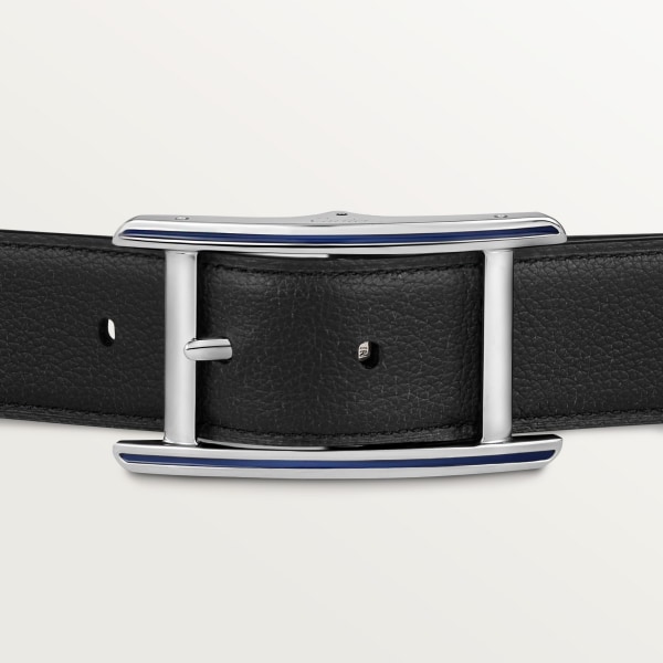 Belt, Tank de Cartier Black and blue grained cowhide, palladium-finish buckle