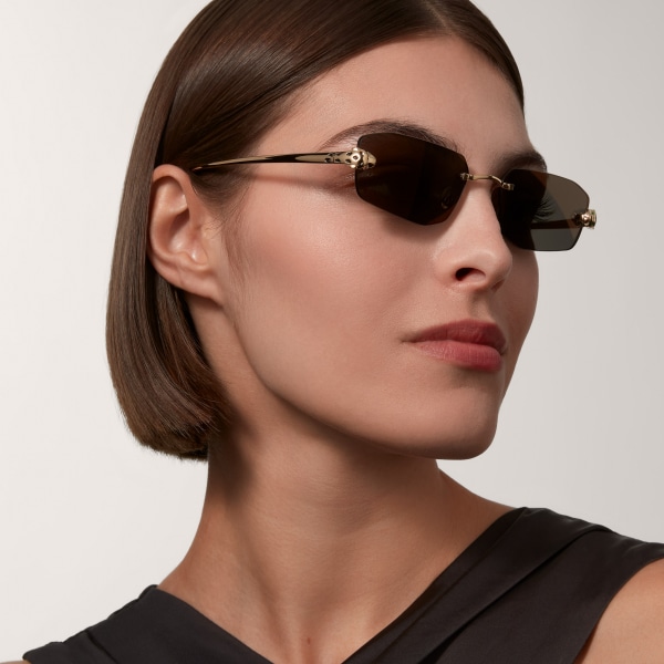 Panthère de Cartier Sunglasses Smooth golden-finish metal, grey lenses