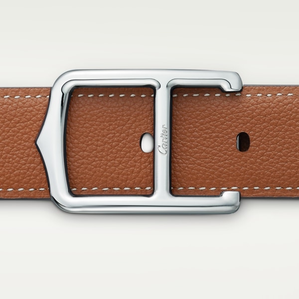 C Belt Black/brown cowhide, palladium-finish buckle