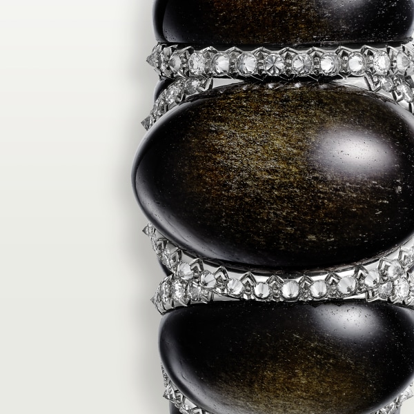 Cartier Libre Tressage ring, obsidian, diamonds Platinum, obsidians, diamond