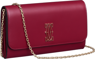 C de Cartier系列链条皮夹 樱桃红色小牛皮，镀金和樱桃红色珐琅饰面