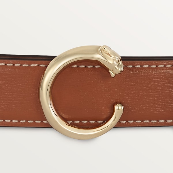 Panthère de Cartier belt Caramel calfskin, golden-finish buckle