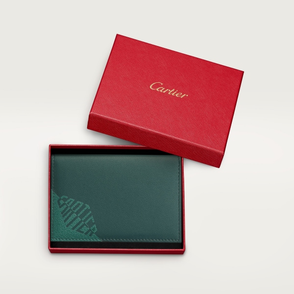 Cartier Losange Shadow系列4信用卡皮夹 松绿色和绿色小牛皮