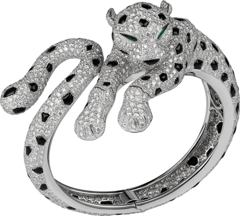 Panthère de Cartier高级珠宝项链铂金，祖母绿，缟玛瑙，钻石
