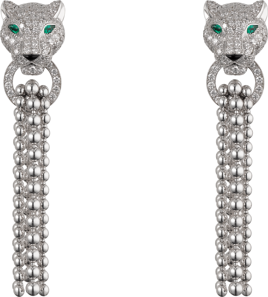 Panthère de Cartier耳环白金，祖母绿，钻石，缟玛瑙