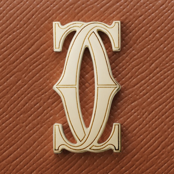 Mini wallet, C de Cartier Caramel textured calfskin, golden finish