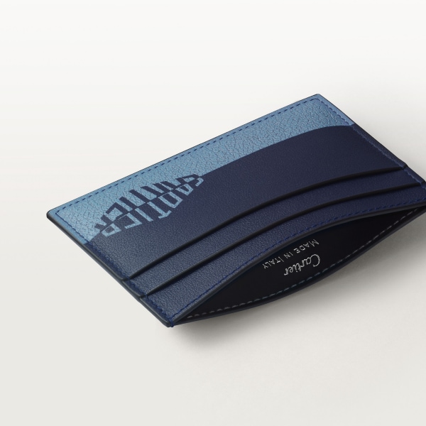 Double card holder, Cartier Losange Shadow Navy and sky blue calfskin