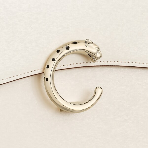 Small bag, Panthère C Salt white calfskin, golden finish