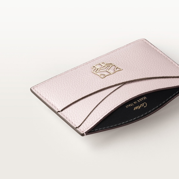 Simple card holder, Panthère Graphique de Cartier Petal pink grained calfskin, golden finish