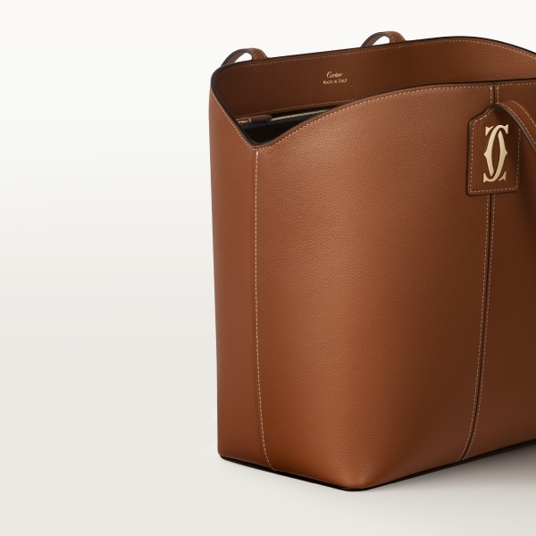  Tote bag, C de Cartier Caramel grained calfskin, golden finish